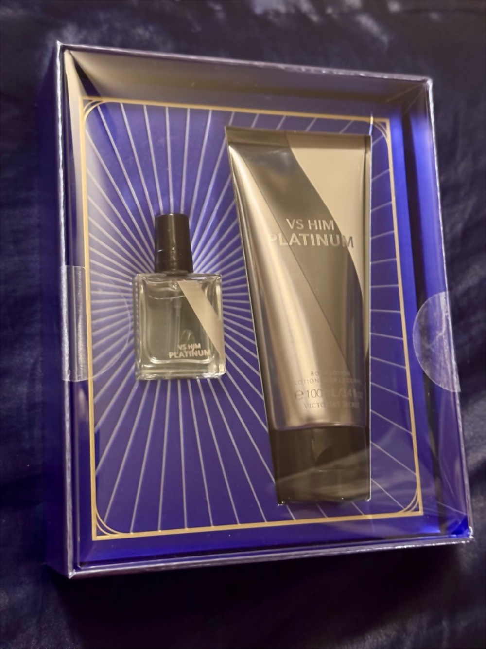 VS Platinum Mini Cologne Lotion Set Men Victoria’s Secret Fragrance & Lotion New